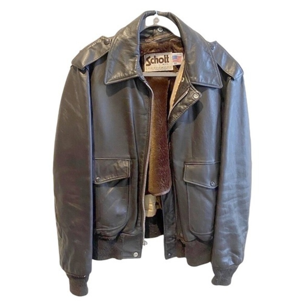 Vintage Schott NYC A-2 Leather Fight Jacket 584SM Mens 44 Brown USA